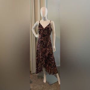 Lulus Navy Blue-Paisley Print Midi Ruffled Dress